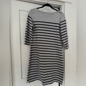 L.L. Bean Stripped Gray Knit Dress
